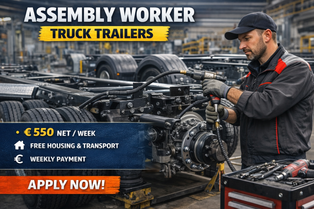 Assembly Worker – Truck Trailers | Production Line Job | €550 Net per Week Netherlands