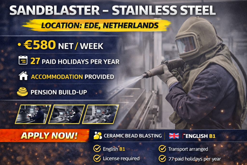 Sandblaster Job Netherlands | Stainless Steel | €580 Net | Ede